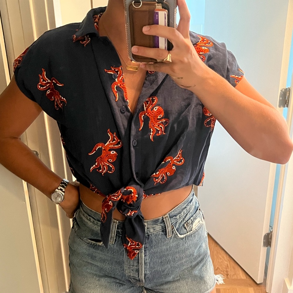 Cute Octopus tie crop top